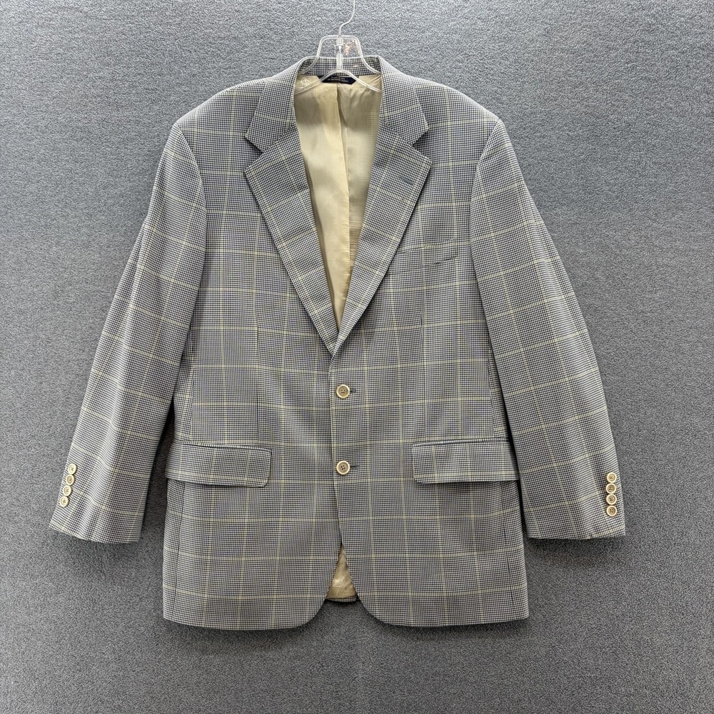 Brooks Brothers Blazer Men 40 Blue Yellow Wool Plaid Saxon Sport Coat USA Jacket